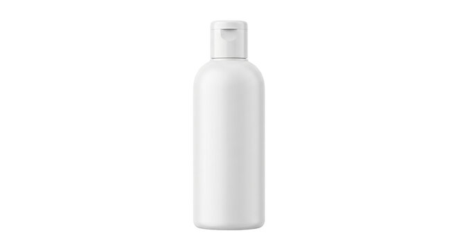 Blank white plastic cosmetic bottle with flip cap isolated
