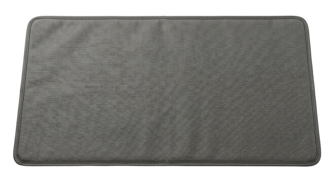 Blank grey rectangular fabric dish drying mat isolated