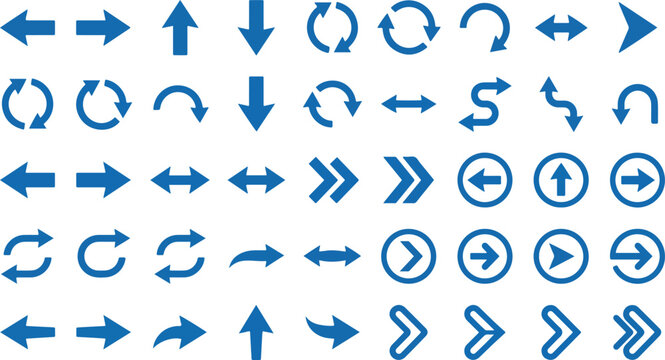 Collection of blue direction arrows.