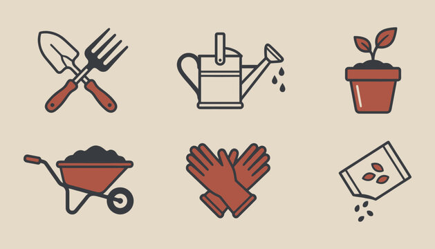Rustic butchery icons in linocut style for local farm branding and organic meat shop design