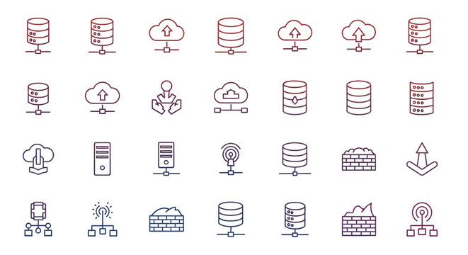 Data and cloud computing technology icons and symbols for various purposes