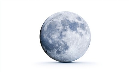 Naklejka premium Full moon observing lunar surface details, craters and textures, on a clean white background