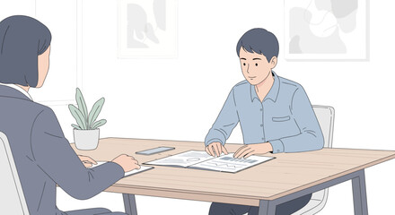 Fototapeta premium Job Interview - Candidate and Recruiter Meeting in Office