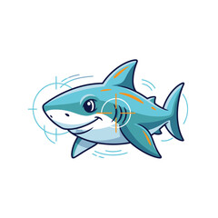 Obraz premium Modern flat animal icon of a cute shark