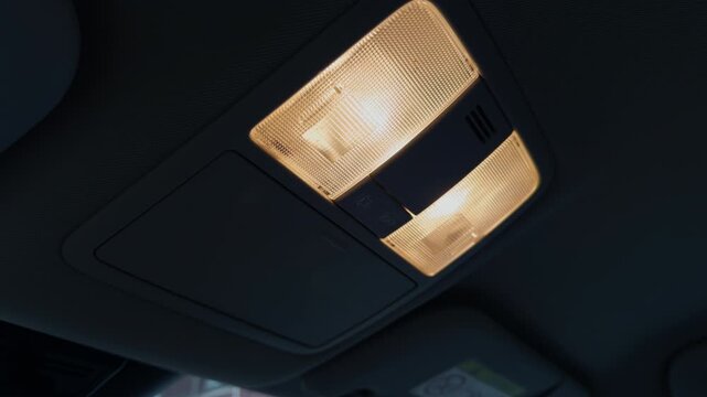 Car interior lighting. Illuminated controls and cozy cabin lighting enhance night driving experience