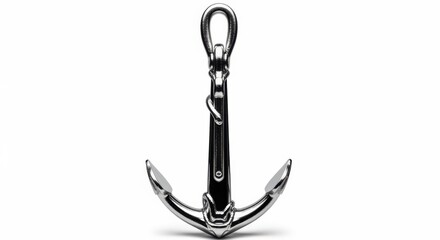 Silver anchor charm, nautical pendant, metallic hook, jewelry component © RUGI