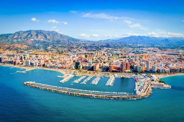 Fuengirola city beach and port aerial panoramic view © saiko3p
