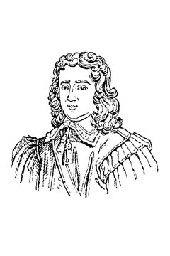 Honorat de Bueil, seigneur de Racan (1589&ndash;1670), French poet, period periwig and 17th‑century formal attire, old vintage illustration, 1897.