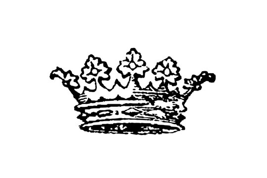 Ducal coronet with floral and foliate ornaments, black engraved plate, old vintage illustration, 1897.