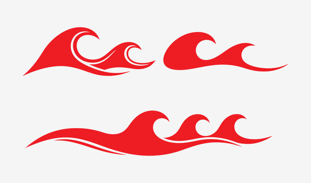 Set of Red Waves Icon