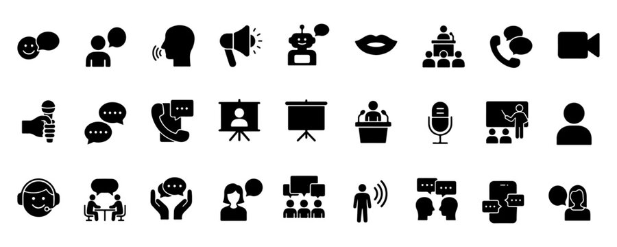 Black communication icons set Vector
