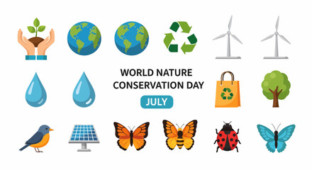 Obraz premium Earth Conservation Nature Icons Set.