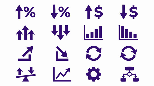 Set of Business, Financial, and Data Trend Vector Icons