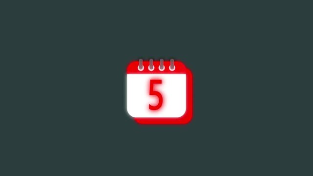  Modern calendar icon animation showing date number 05 on Clean and minimal design concept suitable for interface design, schedule reminder, date Olive Green and red 3d calendar icon showing smoothly 