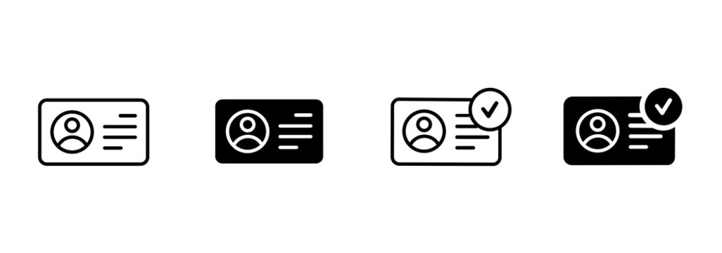 Identity card set. Identity cards with approved circle checkmarks. A simple line and solid style package for apps and websites.