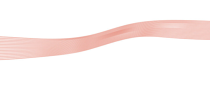Red plastic fork bottle and spoon vector illustration with flowing red ribbon wave design and abstract curved lines concept art isolated equipment tool style