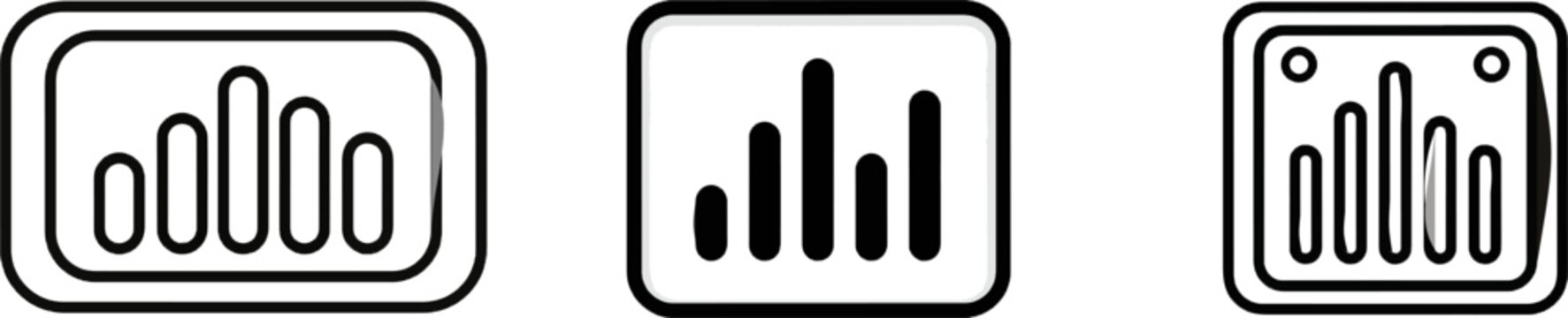 A minimalist micro-icon displays vertical data bars within a clean, vector-lined monitoring frame against a pure white background, representing server operational bandwidth status in a tech platform