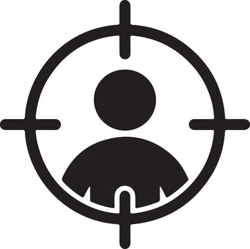 Marketing targeting a user or sniper sniping flat vector icon for apps and websites