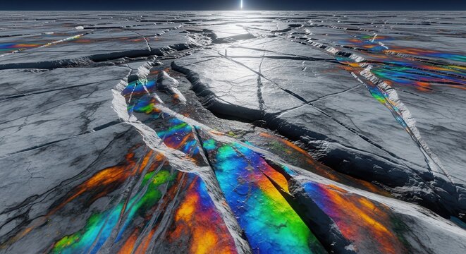 Vibrant colorful heatmap, geological map, rainbow colors, terrain landscape