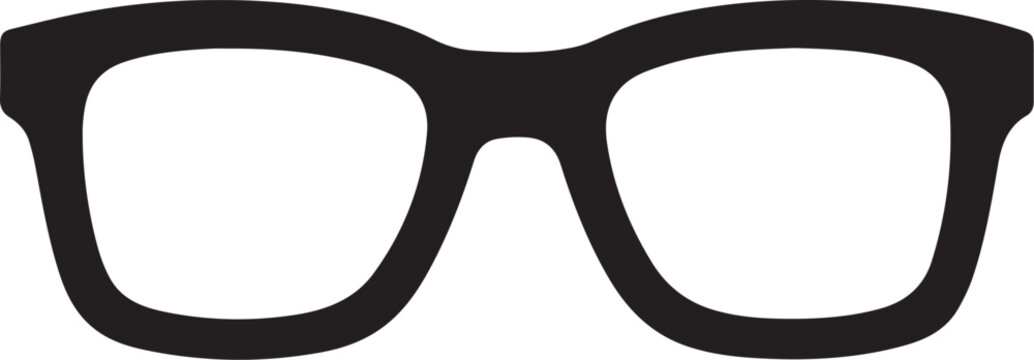 A stylized pair of black eyeglasses with thick frames, embodying a retro or intellectual aesthetic.