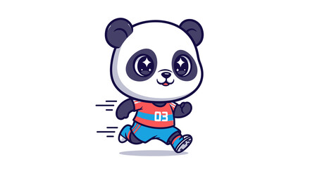 Cute cartoon panda running in jersey isolated on transparent background © Joyonto