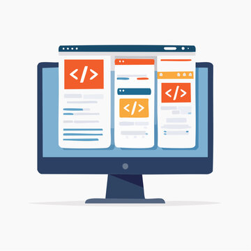 Computer Screen Displaying Code Snippets and Web Pages