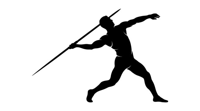 A black silhouette illustration showcases a javelin thrower in action, designed to promote track and field events for World Athletics Day, emphasizing sports discipline against a clean