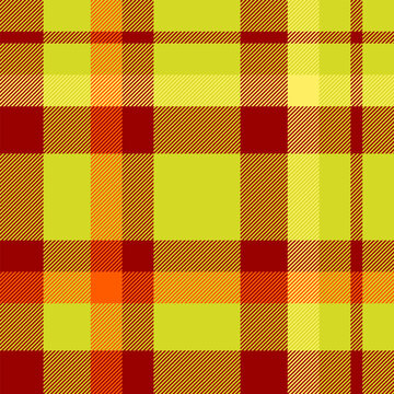 Stripe fabric texture tartan, nyc pattern plaid background. Custom vector seamless check textile in lime and red colors.