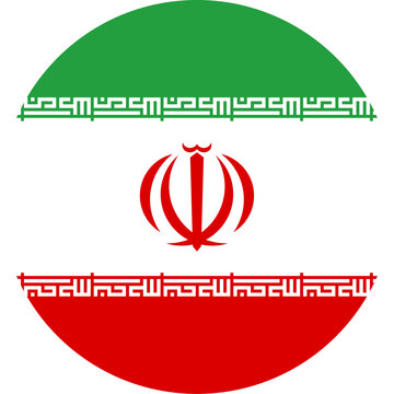 Iran Flag Circle Icon. Flat Geometric iran Round Flag Button Vector