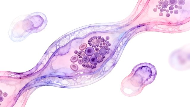 Artistic depiction of cells and blood vessels