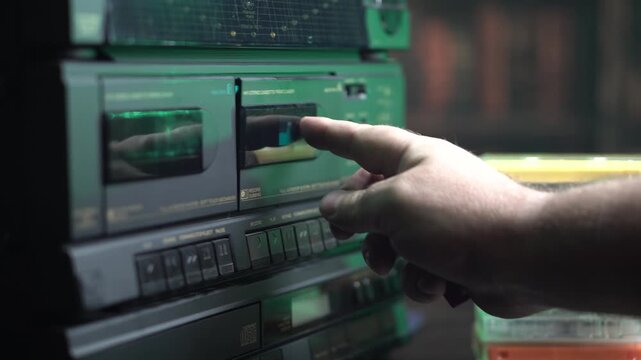 Starting Recording on Audio Tape, Inserting Cassette and Pressing Record Button