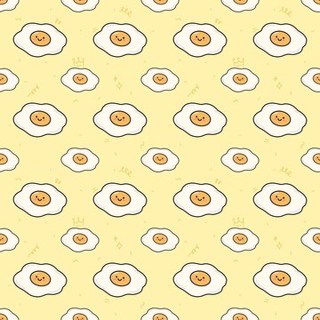 yellow fried eggs seamless pattern 