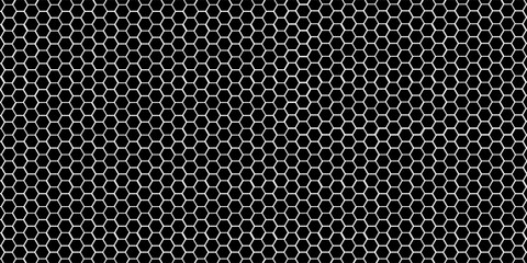 Hexagon net of white in dark color abstract background. 3D wallpaper of nets pattern © Rayyan