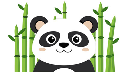 Cute panda bear, cartoon illustration, bamboo forest, vector graphics © ruposhi