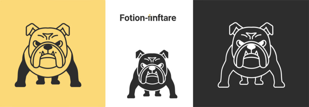 Bulldog in black and white on yellow white and black backgrounds animal simple