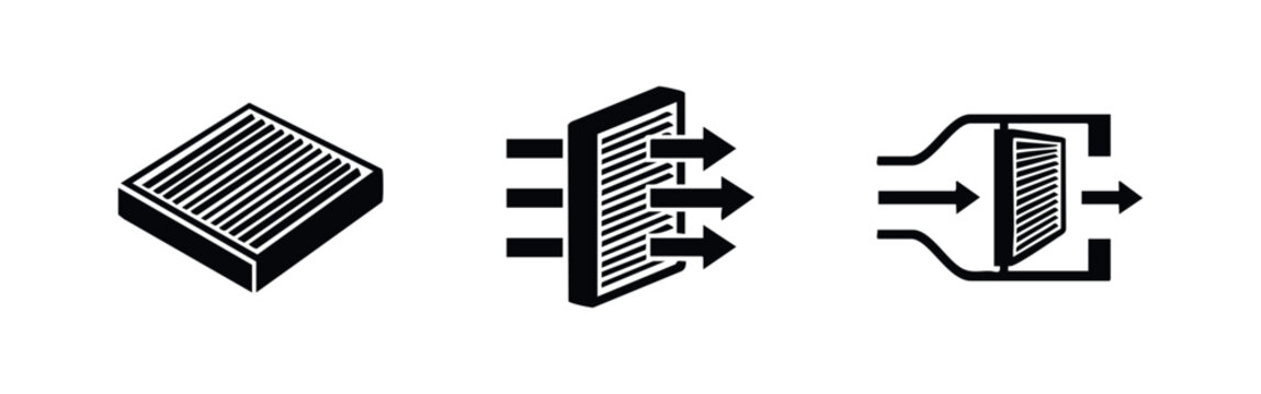 Car air filter icons and airflow