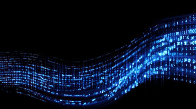Abstract digital data stream on black background