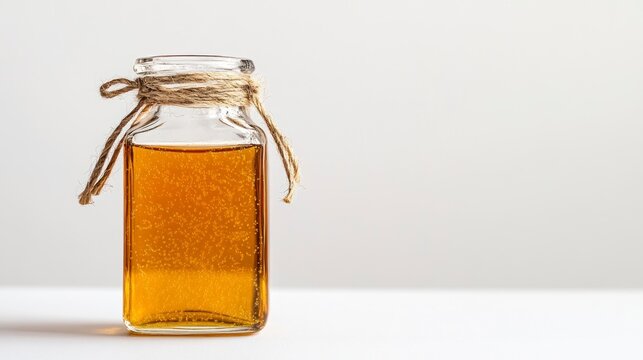 Amber liquid in glass jar