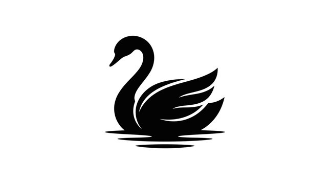 Elegant Black Swan Silhouette in Minimalist Style.