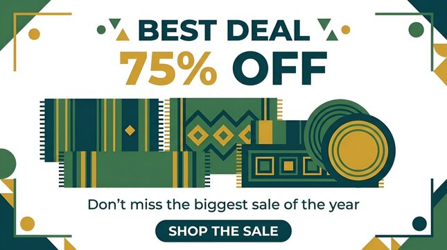 Colorful geometric sale banner with seventy five percent discount.