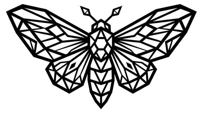 Geometric Low Poly Artwork of a Detailed Moth Illustration.