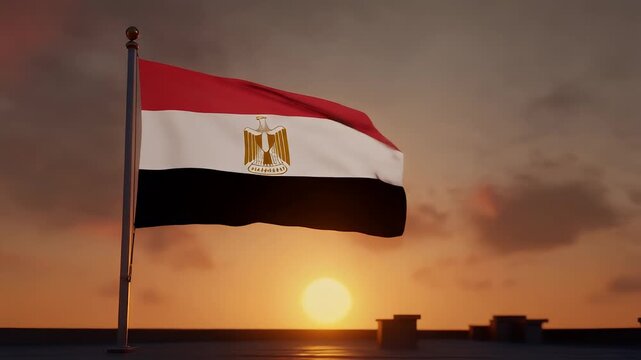 Egypt national flag waving in the wind