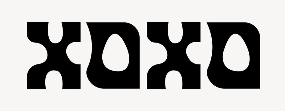 XOXO word in retro psychedelic font illustration