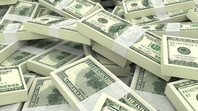 stack of dollars loop motion background