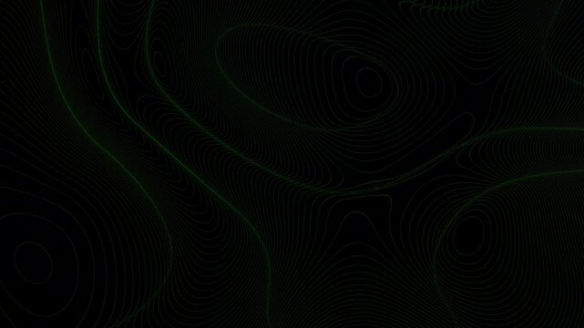 Abstract motion background featuring glowing green topographic contour lines shifting on a dark surface.