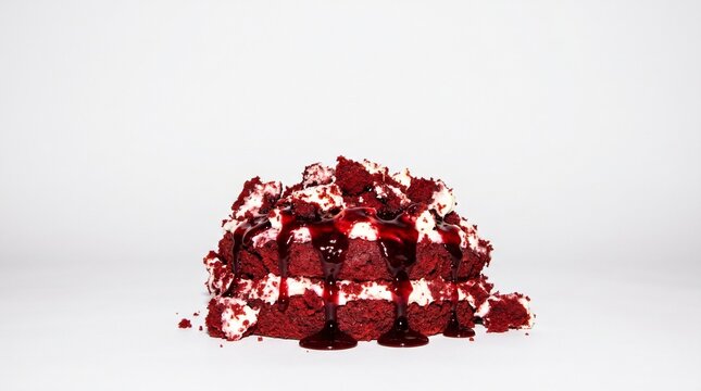 Smashed cherry cake mound for edgy bakery campaign
