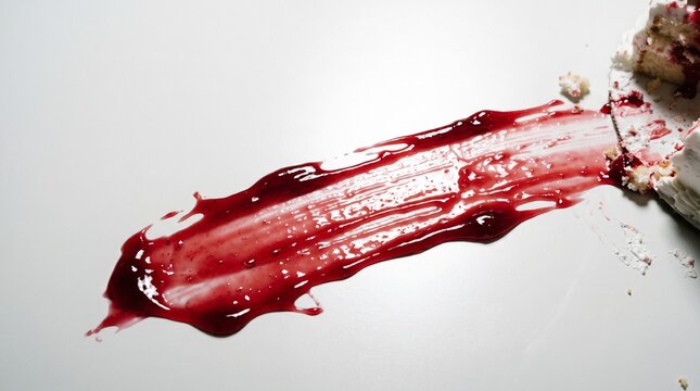 Cherry syrup smear from smashed afterparty cake