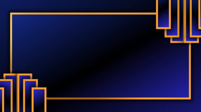 Elegant Gold Art Deco Frame on Luxurious Dark Blue Background Template.
