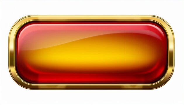 Glossy Red And Yellow Rounded Rectangle Button With Gold Border