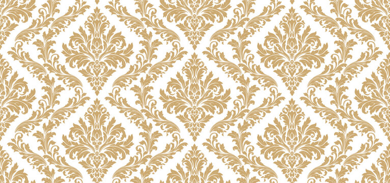 Vector damask seamless pattern background. Classical luxury old fashioned damask ornament, royal victorian seamless texture for wallpapers, textile, wrapping. Exquisite floral baroque template.